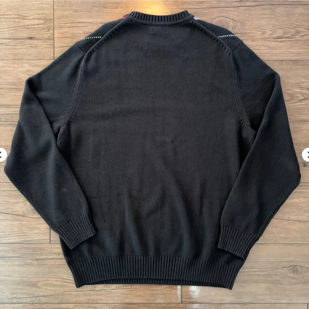 Alexander Julian Argyle Sweater Black‎ Gray Red XLT